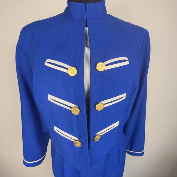 80s Military Marching Band Style w/ Cropped Jacket & Dress 2-Piece Set - Picture 6 of 11